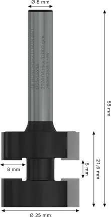 Broca de união macho para router Bosch PRO, haste de 8 mm.