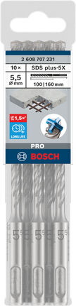 Broca de impacto Bosch PRO SDS plus-5X de 5,5 mm para betão.