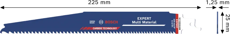 Lâmina de serra Bosch EXPERT Multi Material S1159XHM, dentes em carboneto.
