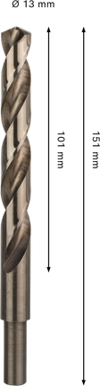 Broca helicoidal Bosch PRO HSS-Co de 13 mm para aço inoxidável.