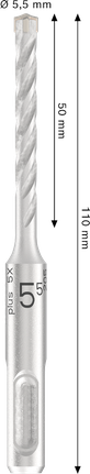 Broca para berbequim de impacto Bosch PRO SDS plus-5X, 5,5 x 110 mm.