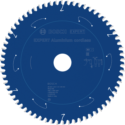 Lâmina de serra circular sem fio Bosch EXPERT em alumínio, 210 mm T66.