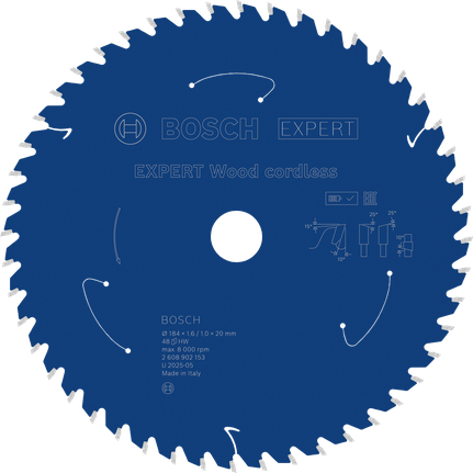 Lâmina de serra circular sem fio Bosch EXPERT Wood, 48 dentes.