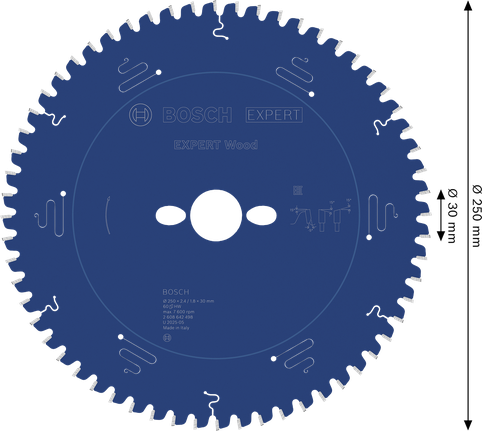 Lâmina de serra circular para madeira Bosch EXPERT 250 mm T60.