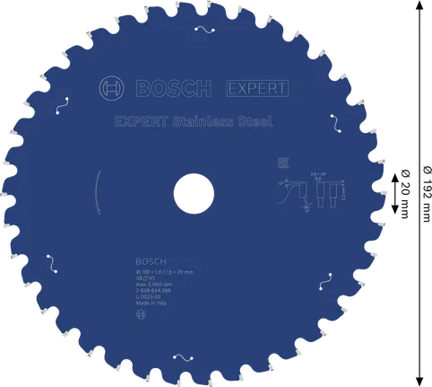 Lâmina de serra circular Bosch EXPERT em aço inoxidável, 192 mm.