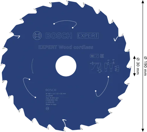 Lâmina de serra circular sem fio Bosch EXPERT Wood 190 mm T24.