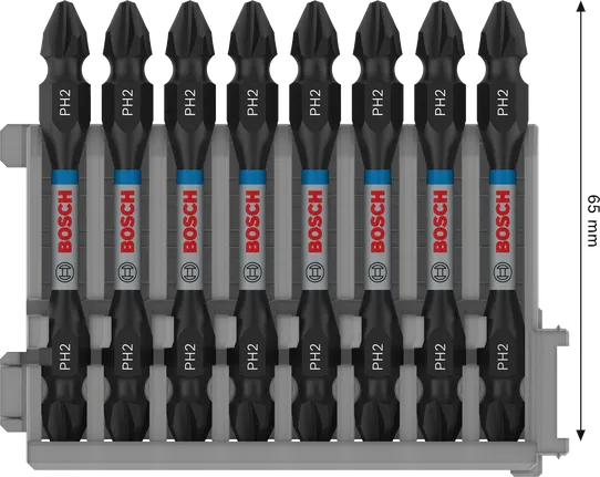 Brocas de impacto duplas Bosch PRO PH2 65 mm, conjunto de 8 peças.