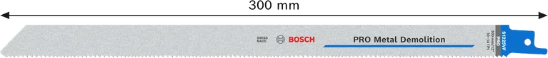 Lâmina Bosch PRO Metal Demolition S1225VF, comprimento de 300 mm.