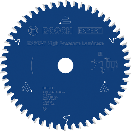 Lâmina de serra circular Bosch EXPERT para laminados de alta pressão.