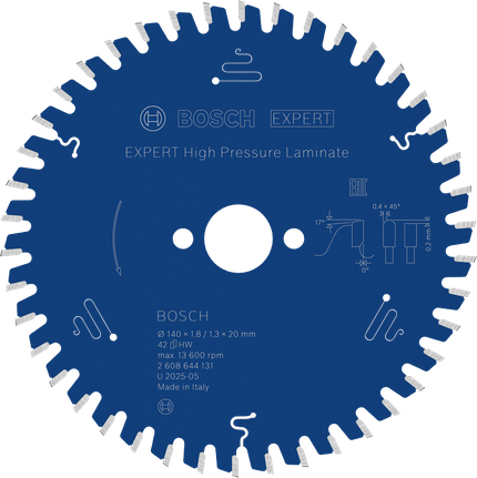 Lâmina de serra circular para laminados de alta pressão Bosch EXPERT, 140 mm.