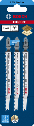 Lâminas de serra tico-tico Bosch EXPERT Wood com limpeza de 2 lados T308B, pacote de 3.