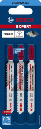 Conjunto de 3 lâminas de serra tico-tico Bosch EXPERT Carbon Fibre Clean T108BHM.