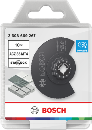 Lâmina de corte para materiais minerais Bosch Starlock 85 mm, embalagem de 10 unidades.