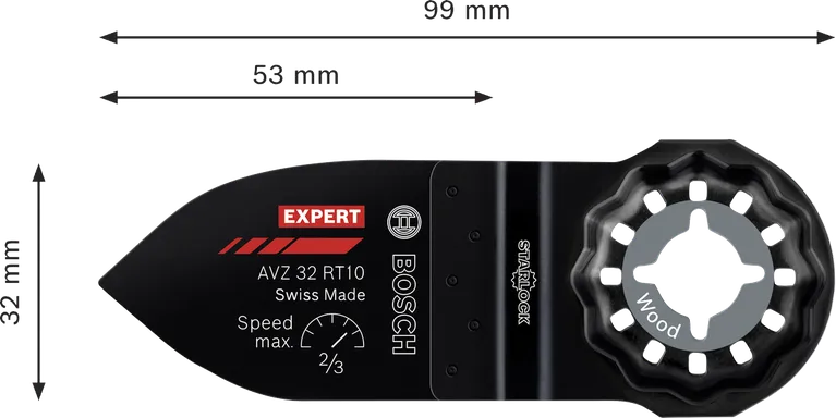 Dedo de lixa de carboneto Bosch EXPERT AVZ 32 RT10, 32x53 mm.