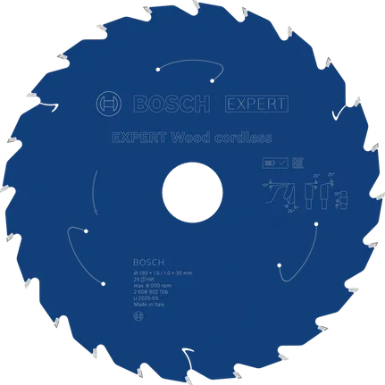 Lâmina de serra circular sem fio Bosch EXPERT Wood, 190 mm T24.