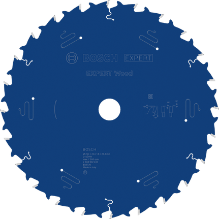 Lâmina de serra circular Bosch EXPERT Wood T24 para um corte preciso de madeira.