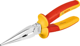 Alicate de pontas longas Bosch VDE de 200 mm com cabos isolados.