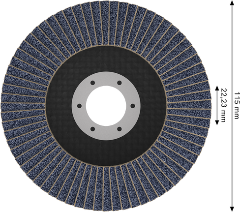 Disco de lixa flap Bosch X451 de 115 mm G80 para desbaste de metais.