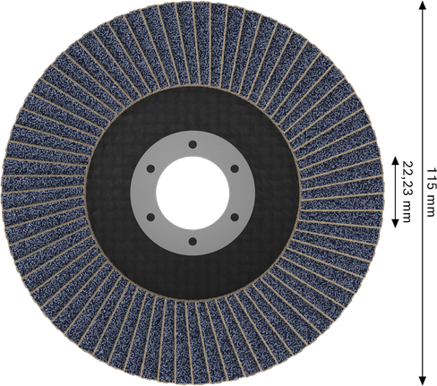 Disco de lixa flap Bosch X451 de 115 mm G80 para desbaste de metais.