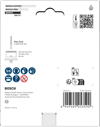 Flange de fixação Bosch para serras copo de tijolo e azulejo macio de 33 a 103 mm.