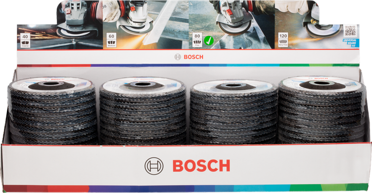Disco de lixa Bosch X451 115 mm G80, embalagem de 60 unidades.