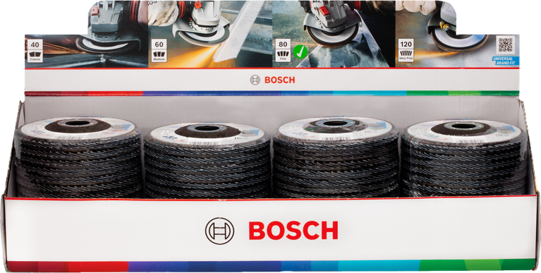 Disco de lixa Bosch X451 125 mm G80 T27, caixa expositora.