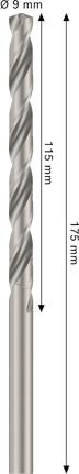 Broca helicoidal Bosch PRO Metal HSS-G 9x115x175 mm.