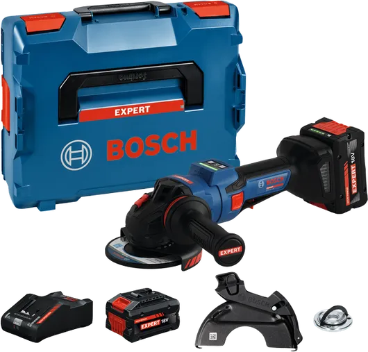 Conjunto de rebarbadora angular sem fios Bosch EXWS18V-15PS.