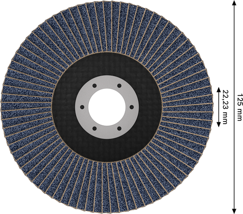 Disco de lixa Bosch X451 de 125 mm G80 para desbaste de metais.