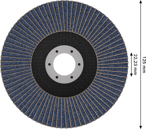 Disco de lixa Bosch X451 de 125 mm G120 para desbaste de metais.