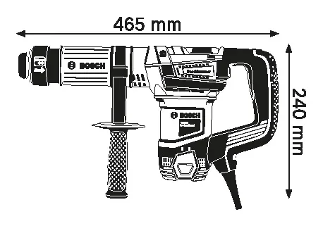 Dimensiones del martillo de demolición.