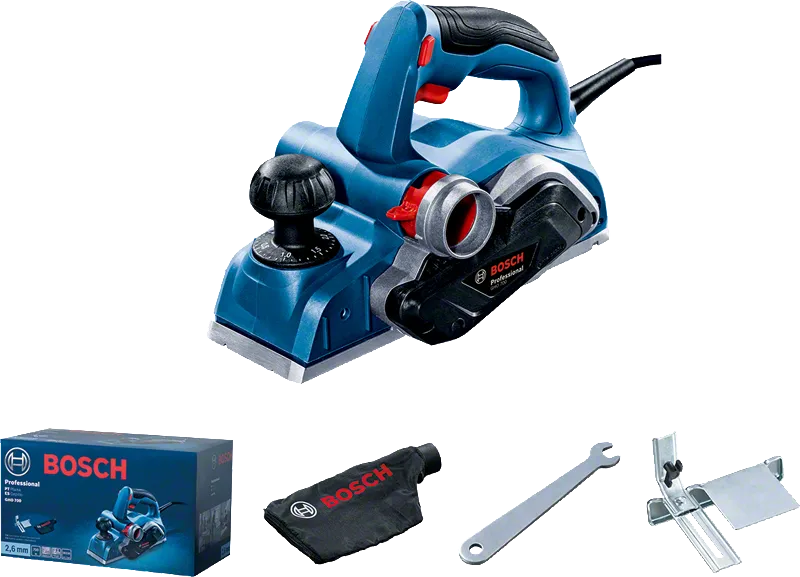 Cepilladora eléctrica Bosch GHO 700 con accesorios.