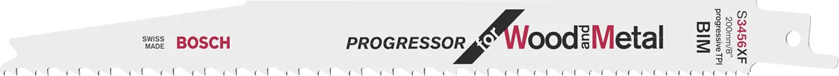 Hoja de sierra Bosch S345XF para cortar madera y metal.