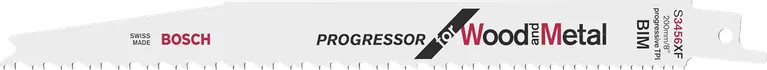 Hoja de sierra Bosch S345XF para cortar madera y metal.