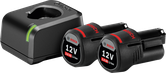 Kit de inicio Bosch 12V con cargador y dos baterías de 2,0 Ah.