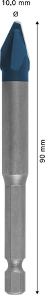 Broca de cerámica dura Bosch EXPERT HEX-9, 10 mm de diámetro.
