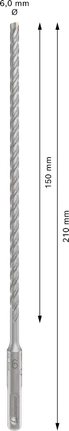 Broca para martillo perforador Bosch PRO SDS plus-5X de 6 mm y 260 mm de longitud.