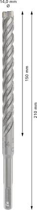 Broca para martillo perforador Bosch PRO SDS plus-5X de 14 mm y 210 mm de longitud.