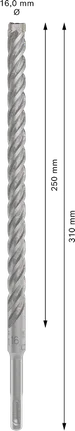 Broca para taladro percutor Bosch PRO SDS plus-5X 16x250x310 mm.