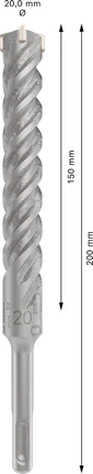 Broca para martillo perforador Bosch PRO SDS plus-5X de 20 mm y 200 mm de longitud.