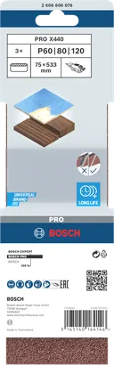 Banda de lija Bosch PRO X440 75×533 mm 3 uds.