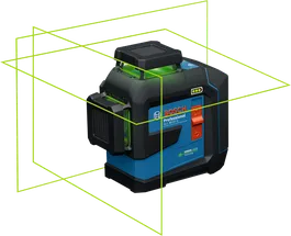 Herramienta niveladora láser Bosch GLL 80-33 G con líneas verdes.