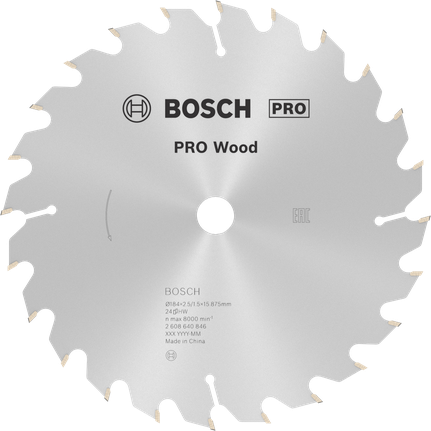 Hoja de sierra circular Bosch PRO Wood, 184 mm 24 dientes.