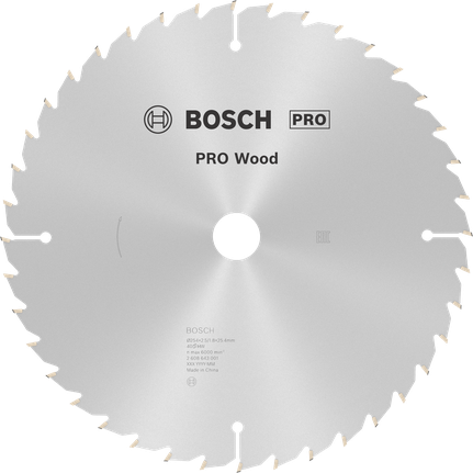 Hoja de sierra circular Bosch PRO Wood de 254 mm para un corte preciso de madera.