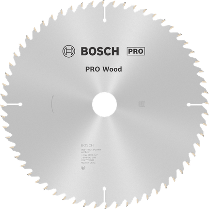 Hoja de sierra circular Bosch PRO Wood de 254 mm para un corte preciso.
