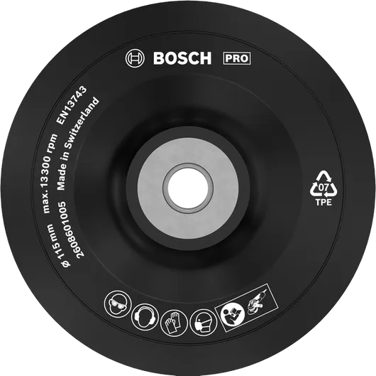 Plato de soporte Bosch PRO suave de 115 mm para amoladoras angulares.