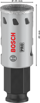 Sierra de corona Bosch PRO Tile PC Plus de 25 mm para cortar azulejos.