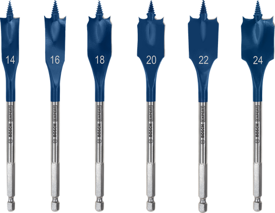 Juego de brocas de pala autoajustables Bosch EXPERT de 14 a 24 mm.