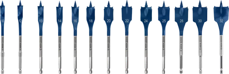 Juego de brocas de pala de corte rápido Bosch EXPERT Self Cut, 13 piezas.