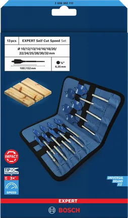 Juego de 13 brocas de pala autocortantes Bosch EXPERT.